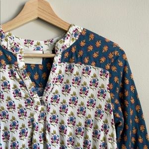 Anthropologie Maeve 3/4 sleeve floral pattern top